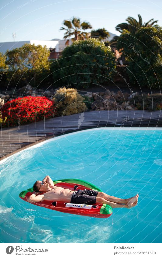 #AS# PoolBoy Mensch maskulin Junger Mann Jugendliche Zufriedenheit Schwimmbad genießen Luftmatratze Erholung Garten Reichtum Party Sonnenbrille Spießer Badehose