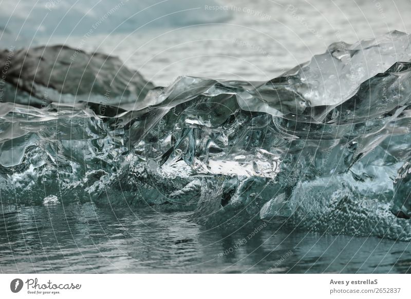 Formen auf einem Stück Gletschereis Meer Insel Winter Umwelt Wasser Klimawandel schlechtes Wetter Eis Frost Nordsee Kristalle frieren kalt natürlich grau