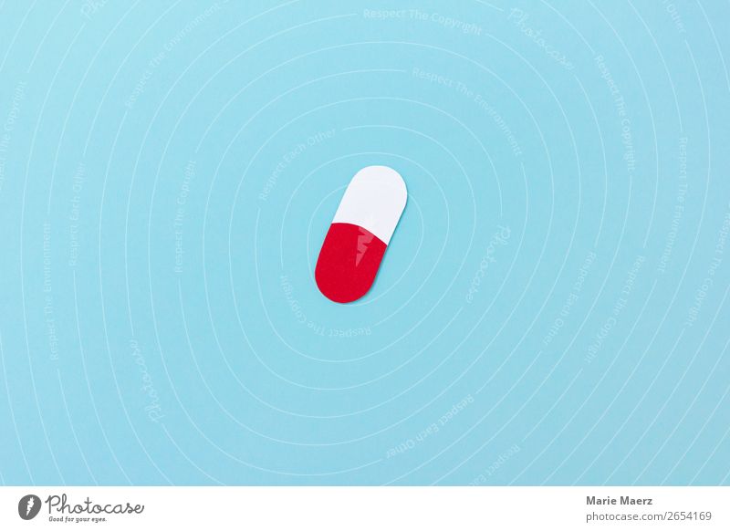 Papier-Illustration einer Tablette / Pille Wissenschaften Gesundheitswesen Beratung neu blau Tugend Sicherheit Schutz Freude Medikament Die Pille Krankheit