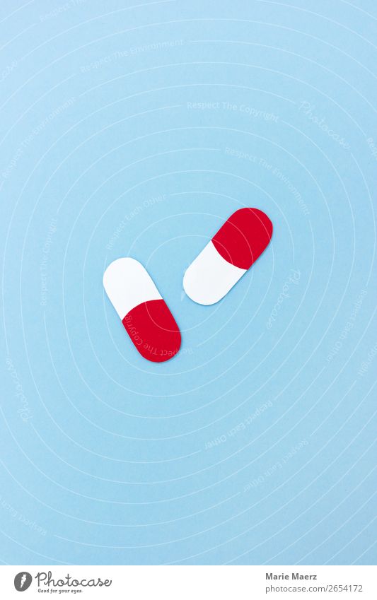 Tabletten-Kapseln Gesundheit Gesundheitswesen Krankheit Rauschmittel Medikament Leben Essen einfach neu blau rot weiß Schmerz Drogensucht innovativ Sucht