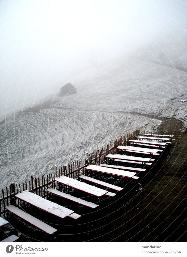 Staufenerhütte 2009, Blitzschnee Landschaft Winter Wetter Nebel Schnee Schneefall Alpen Berge u. Gebirge wandern kalt Wege & Pfade Gedeckte Farben Außenaufnahme