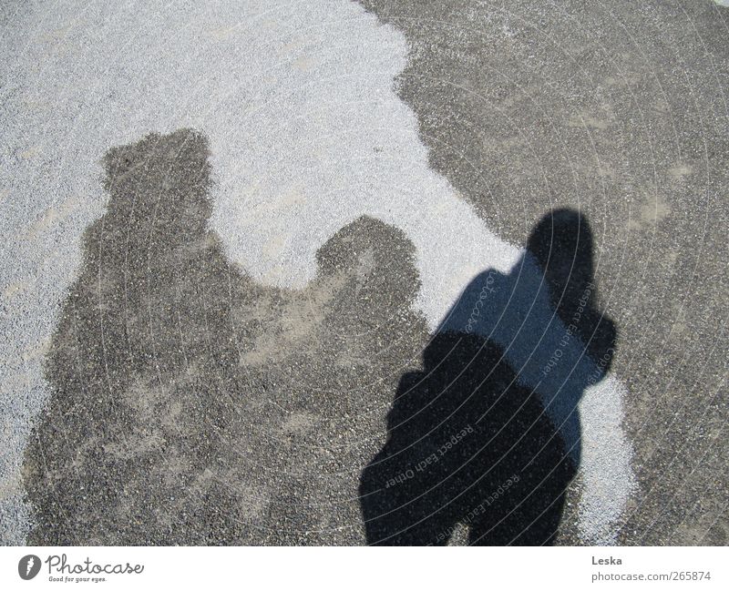 Schattenspiel Frau Erwachsene Stein Wasser dunkel hell nass trocken Wege & Pfade Silhouette Außenaufnahme Tag Licht Kontrast Vogelperspektive Oberkörper Profil