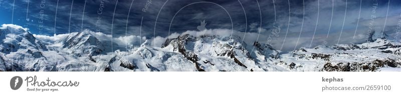 Gornergrat-Panorama Berge u. Gebirge Natur Landschaft Urelemente Himmel Wolken Winter Felsen Alpen Monte Rosa Matterhorn Kanton Wallis Gipfel