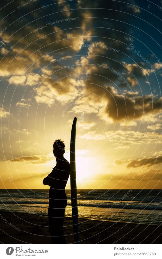 #AS# SurferBoy Lifestyle Freude Glück Surfen Surfbrett Surfschule Strand träumen traumhaft Ferien & Urlaub & Reisen Wellen Sonnenuntergang Schatten Junger Mann