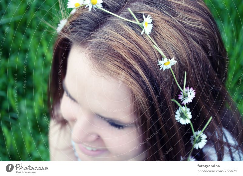 Frühlingsgefühle Stil schön Haare & Frisuren Gesicht Leben harmonisch Erholung Freiheit Garten feminin Junge Frau Jugendliche 1 Mensch Umwelt Natur Pflanze