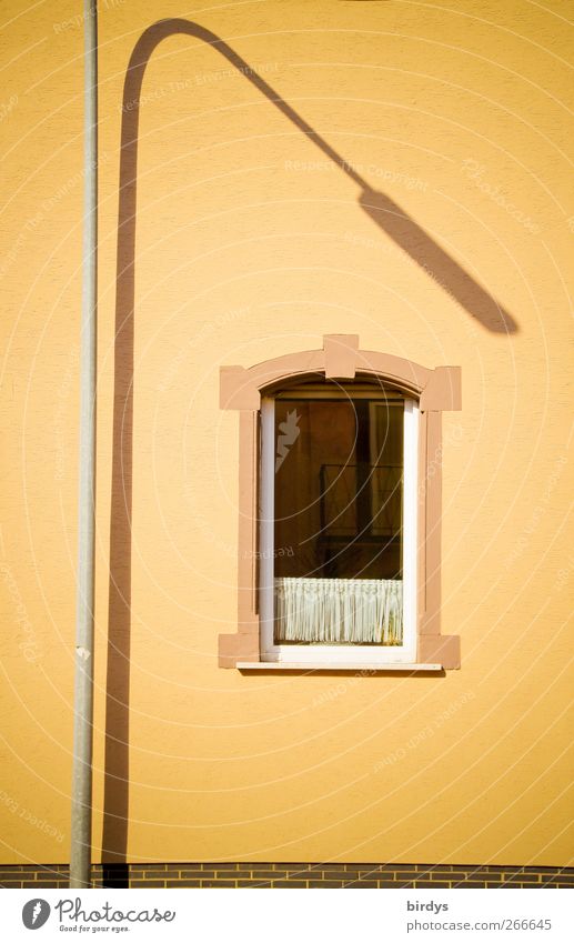 indirekte Beleuchtung Altbau Mauer Wand Fassade Fenster leuchten ästhetisch außergewöhnlich elegant gelb standhaft Stadt Straßenbeleuchtung gekrümmt erleuchten