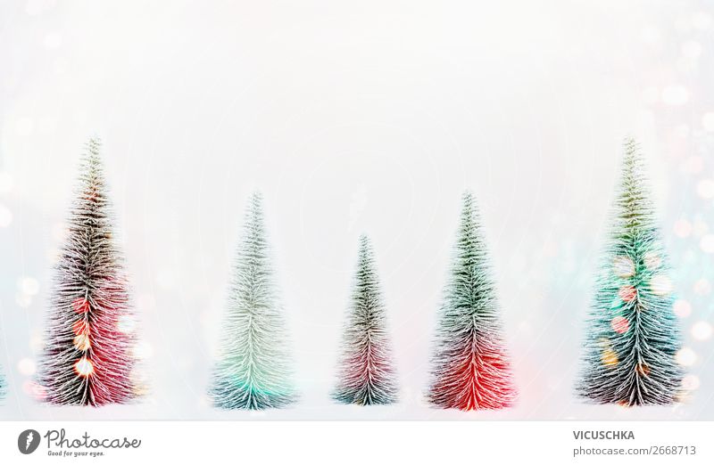 Tannenbaum Wald mit Bokeh Stil Design Winter Dekoration & Verzierung Feste & Feiern Weihnachten & Advent Natur Schnee Fahne trendy Hintergrundbild