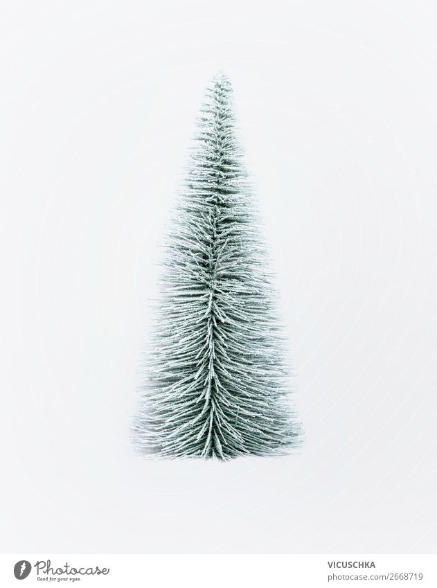 Decorative Christmas fir tree on white background front view