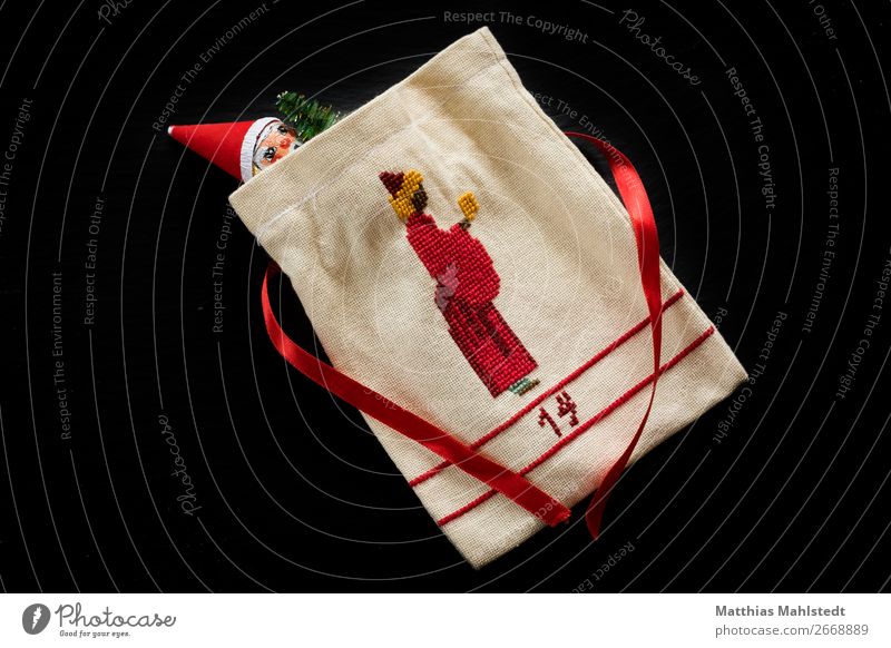 Adventssäckchen Dekoration & Verzierung Weihnachten & Advent Verpackung Sack Kitsch Krimskrams Sammlerstück rot schwarz weiß Zufriedenheit Vorfreude Romantik