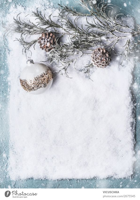 Weihnachten Hintergrund mit Schnee und Kugel Stil Design Winter Party Veranstaltung Feste & Feiern Weihnachten & Advent Dekoration & Verzierung Ornament