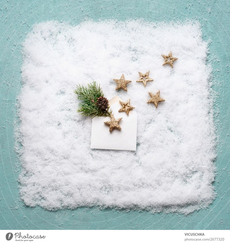 Offener Briefumschlag mit Sterne auf Schnee Hintergrund kaufen Stil Design Winter Dekoration & Verzierung Party Veranstaltung Feste & Feiern