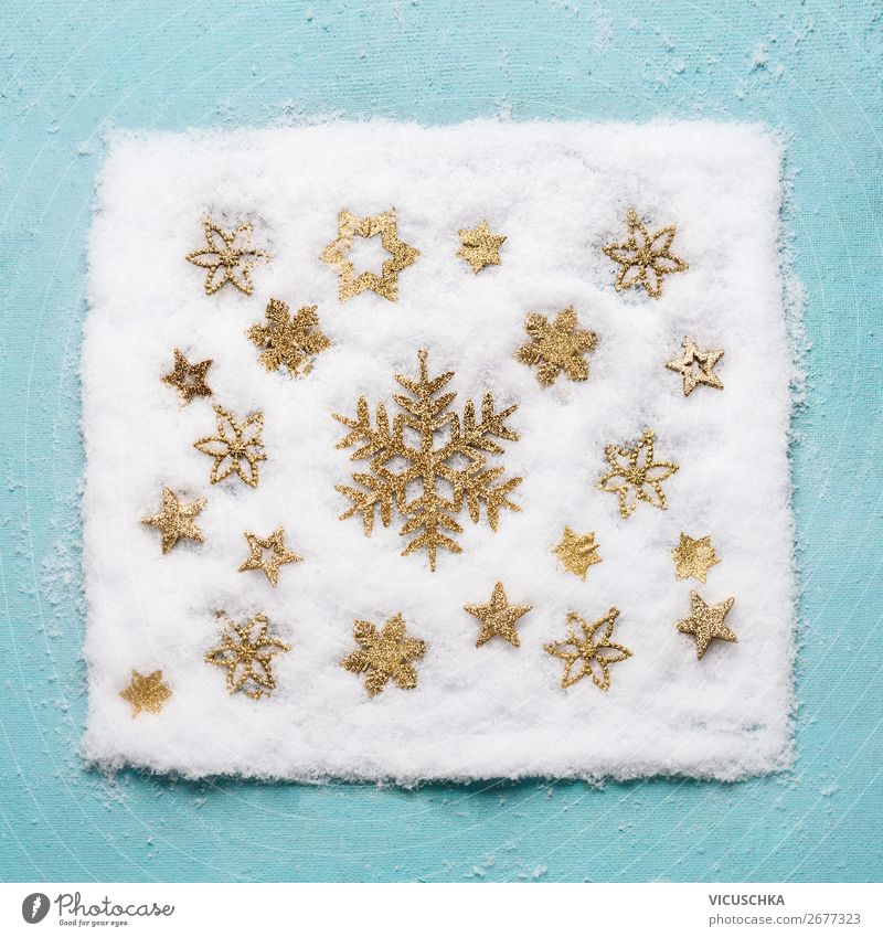 Goldenes Schneeflocken Muster im Schnee Stil Design Leben Winter Dekoration & Verzierung Feste & Feiern Weihnachten & Advent Natur Kitsch Krimskrams Ornament