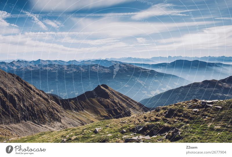Panorama am Hirzer | Südtirol wandern Klettern Bergsteigen Umwelt Natur Landschaft Sommer Schönes Wetter Alpen Berge u. Gebirge Gipfel frisch hoch nachhaltig