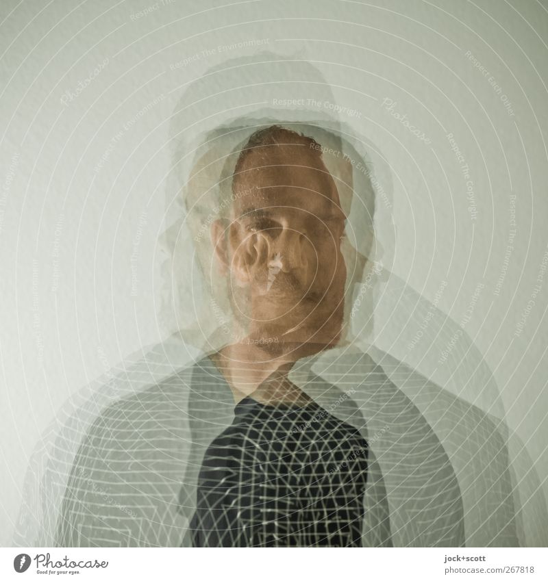 schematisches Porträt maskulin Mann Erwachsene Kopf 1 brünett Linie Bewegung drehen nerdig Akzeptanz Menschlichkeit beweglich Identität einzigartig Kreativität