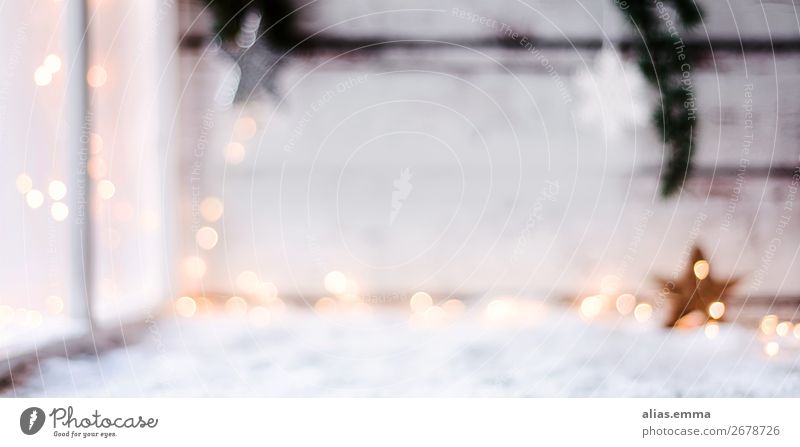 Weihnachtlicher Hintergrund im Banner-Format, mit Textfreiraum Weihnachten & Advent Hintergrundbild Unschärfe Fahne header Fenster Winter Licht festlich weiß