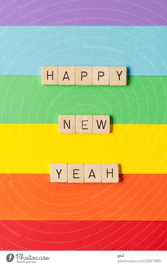 Happy New Yeah! Spielen Feste & Feiern Silvester u. Neujahr Geburtstag Papier Dekoration & Verzierung Holz Schriftzeichen ästhetisch außergewöhnlich