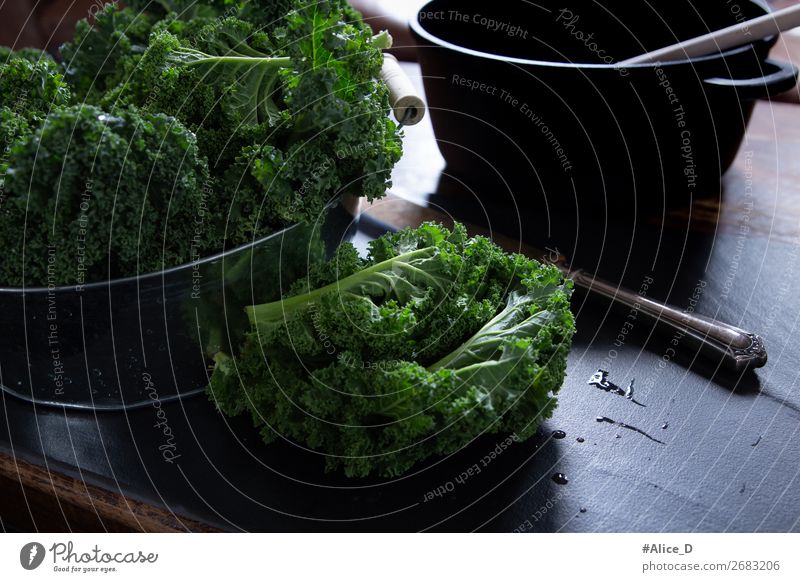 Frischer Grünkohl Wintergemüse Lebensmittel Gemüse Salat Salatbeilage Kohl Grünkohlblatt Ernährung Bioprodukte Vegetarische Ernährung Diät Fasten