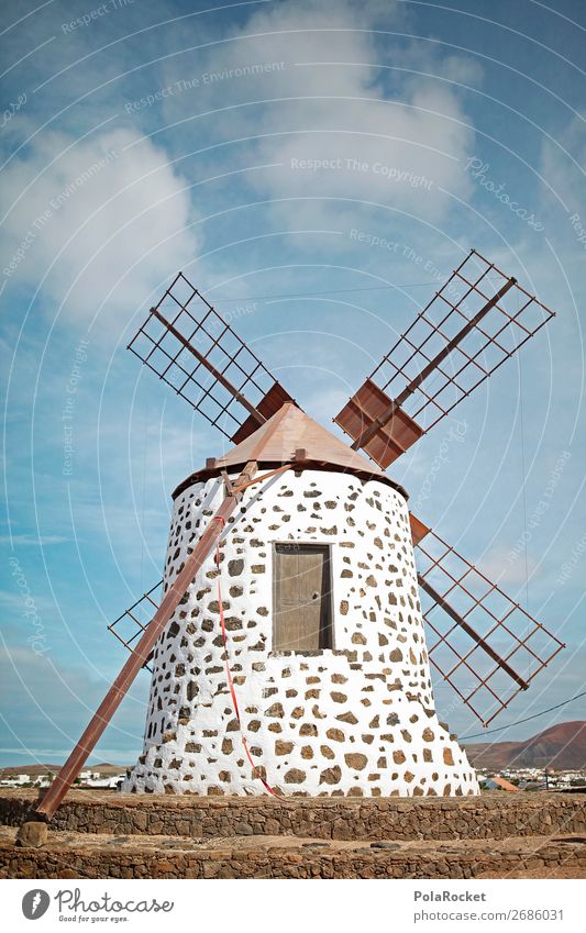 #AS# Windmühle Haus Senior Mühle Nostalgie Windkraftanlage Erneuerbare Energie gemauert Mauer südländisch schön alt Kultur Mehl Müller Farbfoto Außenaufnahme