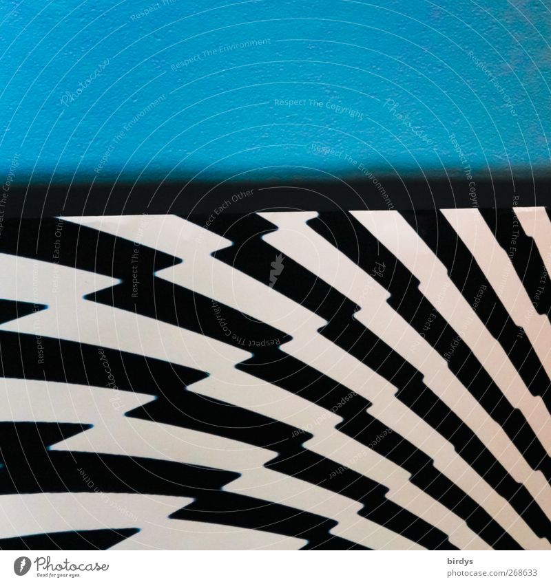 />*+`)´.#( zong_* Kunst ästhetisch trendy modern blau schwarz weiß Bewegung Zickzack Schatten Bild abstrakt Dynamik Farbfoto Innenaufnahme Muster Menschenleer