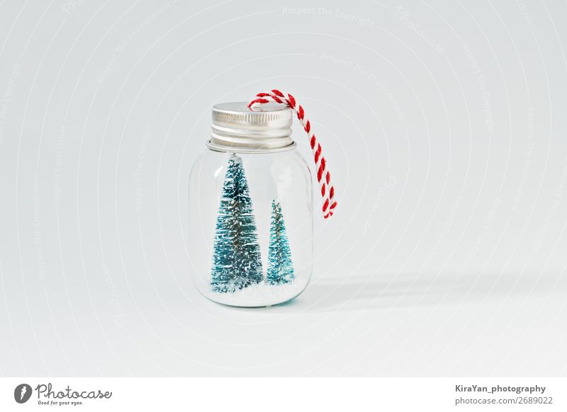 Miniatur-Glasgefäß mit künstlichen Weihnachtsbäumen und Schnee Topf Flasche Stil Design Freude Glück Winter Dekoration & Verzierung Feste & Feiern