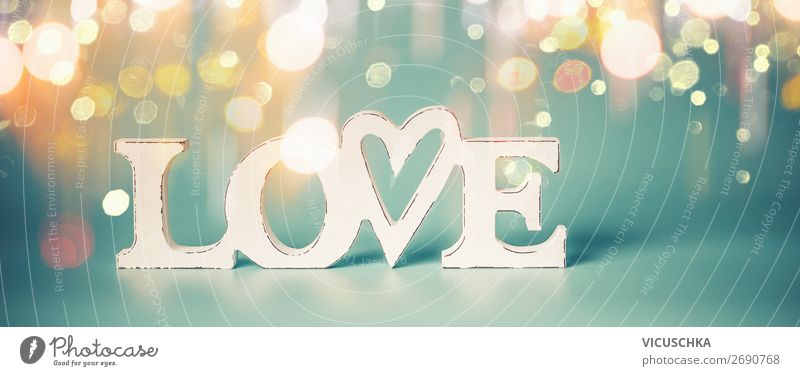 Wort Love mit Bokeh Licht Stil Design Dekoration & Verzierung Party Veranstaltung Feste & Feiern Valentinstag Hochzeit Liebe türkis Gefühle Symbole & Metaphern