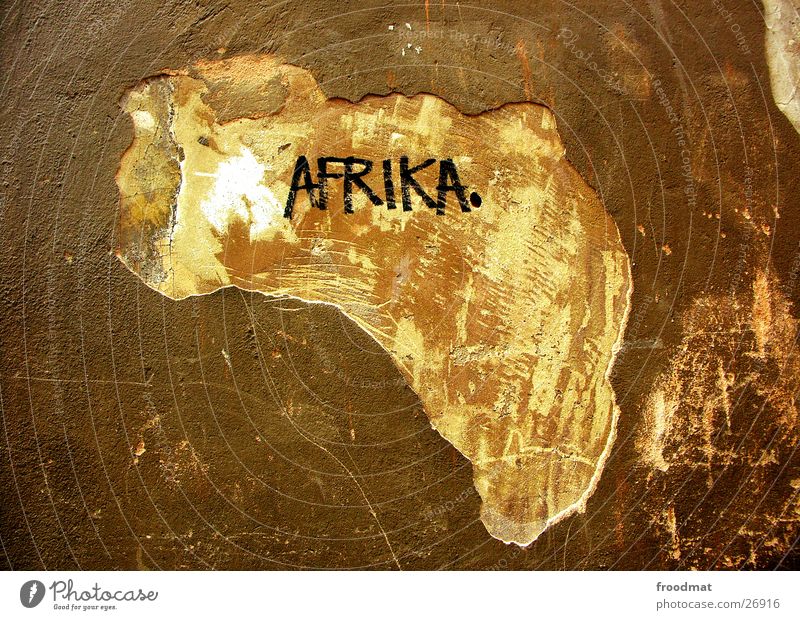 Afrika Putz Silhouette Landkarte Kontinente assoziativ Wand Stockholm Verfall braun Straßenkunst Kunst Mörtel Kratzer Tourismus Wachsamkeit lustig aha Spaßvogel