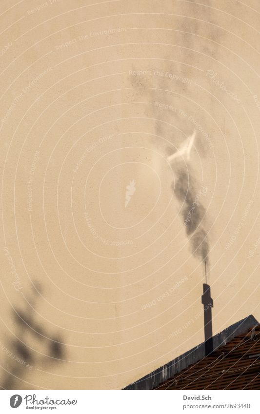Schatten von rauchenden Schornstein Umwelt Luft Klima Klimawandel Dach Rauchen dreckig Umweltverschmutzung Umweltschutz Luftverschmutzung Abgas Emission