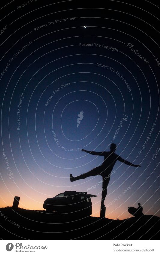 #AS# NachtMann Kunst ästhetisch Silhouette Surfen Surfer Surfbrett Surfschule Lebensfreude Gleichgewicht Ferien & Urlaub & Reisen Urlaubsfoto Urlaubsstimmung