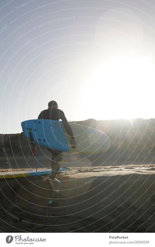 #AS# coming back 1 Mensch ästhetisch Surfen Surfer Surfbrett Surfschule laufen Strand Erholung Fuerteventura Farbfoto Gedeckte Farben Außenaufnahme