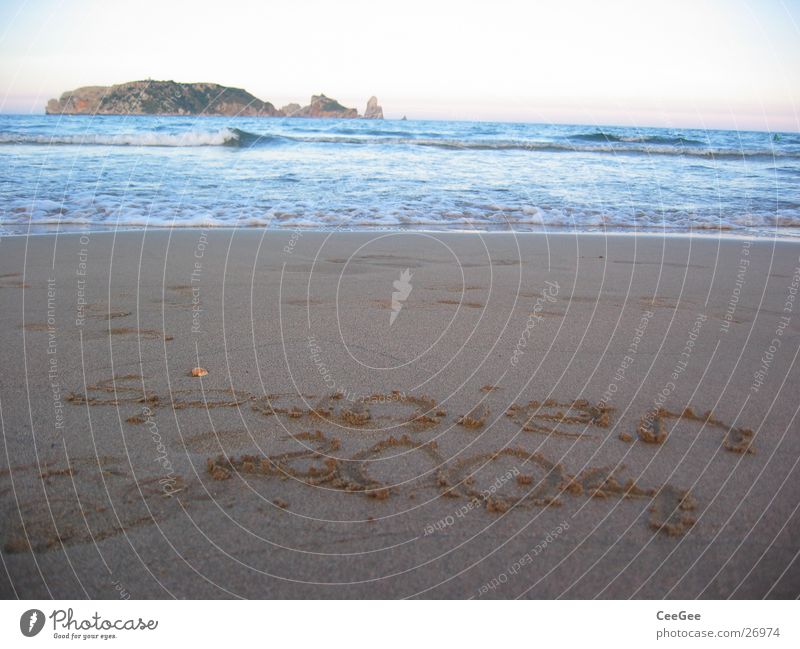 Spanien 2004 Strand Meer Schriftzeichen Wellen Europa Sand Isles Medes Insel Wasser Mittelmeer
