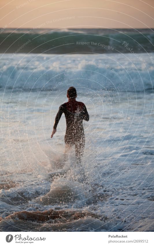 #AS# Ocean Runner Lifestyle Sport Schwimmen & Baden Glück Lebensfreude Wellen Wasser Neoprenanzug spritzig Schaum Horizont Freude Freizeit & Hobby
