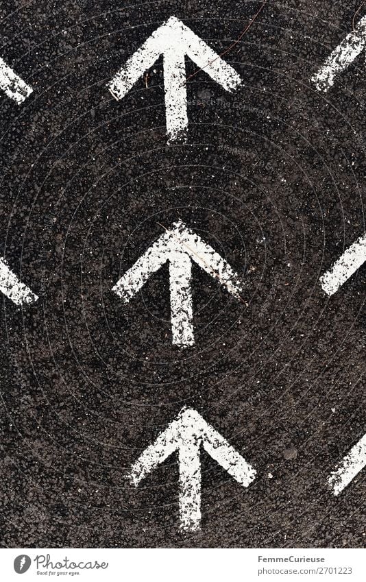 Arrows on pedestrian path Zeichen Schriftzeichen Schilder & Markierungen Bewegung Richtung richtungweisend Pfeile weiß aufwärts vorwärts Fußweg Bürgersteig