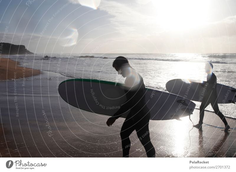 #AS# going home Lifestyle Freude Glück Surfer Meer Wasser Urlaubsfoto Surfschule Reflexion & Spiegelung perfekt Spaziergang Sport baumeln Seelenverwandtschaft