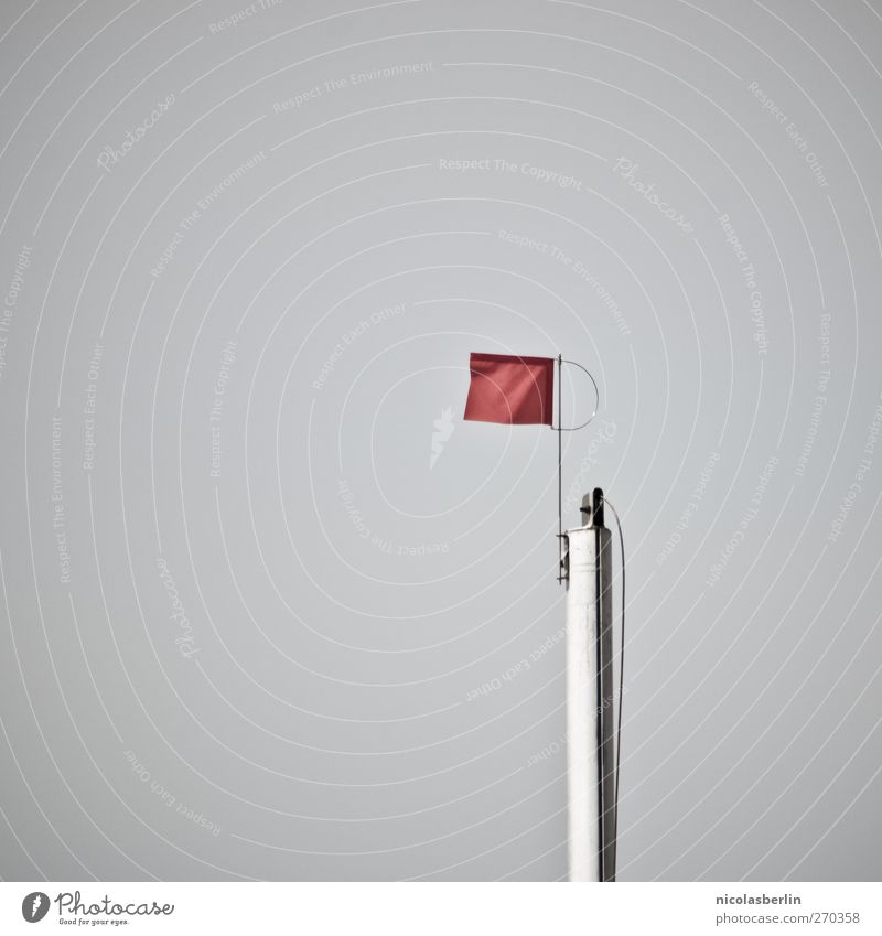 Hiddensee | Rote Karte Wolkenloser Himmel Wetter Wind einfach Spitze rot Farbe Fahne Verbote Farbfoto Gedeckte Farben Außenaufnahme Menschenleer