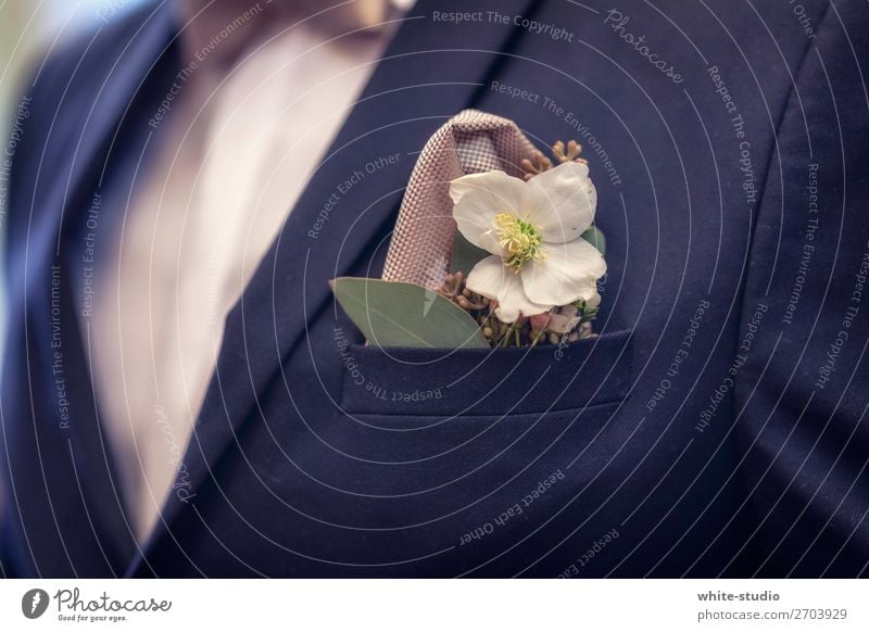 Bräutigam Mann Erwachsene Zusammensein Ehemann Anzug schick Hochzeit Blume Farbfoto