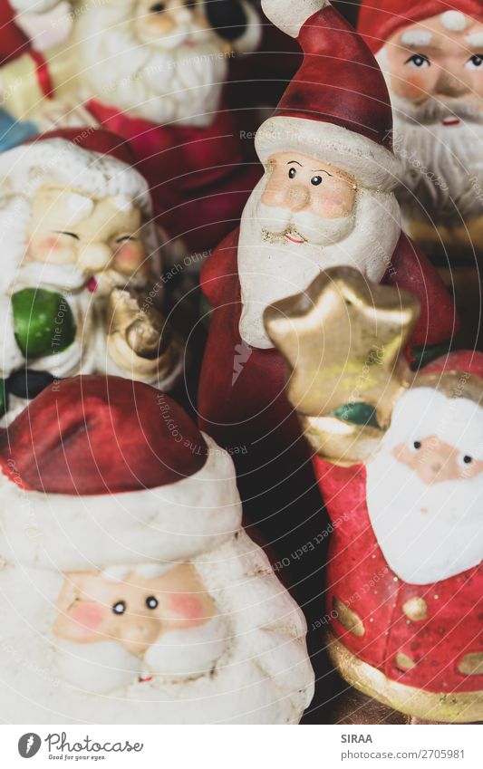 Weihnachtsmänner 2 Feste & Feiern Weihnachten & Advent Mütze Dekoration & Verzierung Kitsch Krimskrams Sammlung Sammlerstück mehrfarbig rot Weihnachtsmann