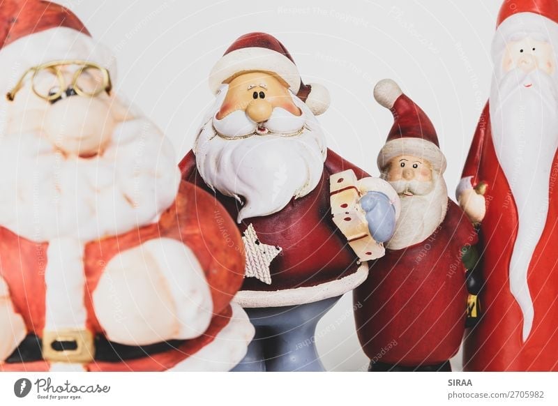 Weihnachtsmänner 1 Feste & Feiern Weihnachten & Advent Mütze Dekoration & Verzierung Kitsch Krimskrams Sammlung Sammlerstück dick mehrfarbig rot Weihnachtsmann