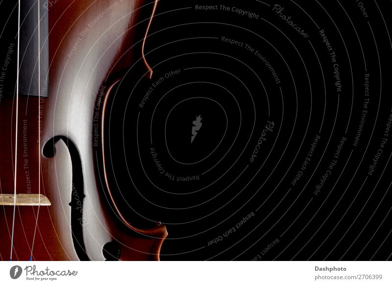 Violine Teilansicht auf schwarzem Hintergrund Freizeit & Hobby Musik Orchester Geige Holz braun Erholung Kultur Kunst ruhig Zeichenketten Musical