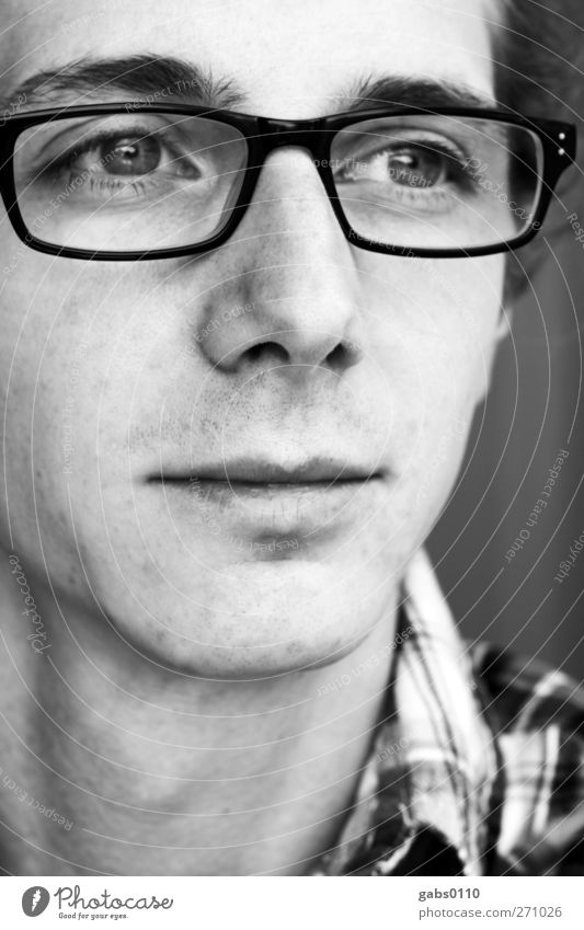 self Mensch maskulin Junger Mann Jugendliche Erwachsene Kopf Auge 1 18-30 Jahre Mode Hemd Accessoire Brille Kunststoff alt hören Kommunizieren Blick Traurigkeit