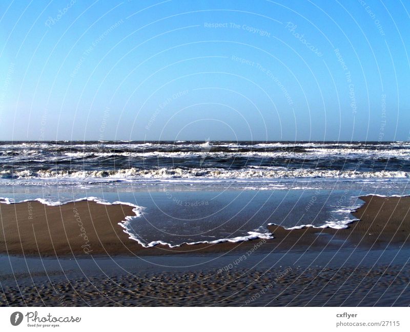 Miniflut Meer Strand Wellen Brandung Horizont Sand Wasser