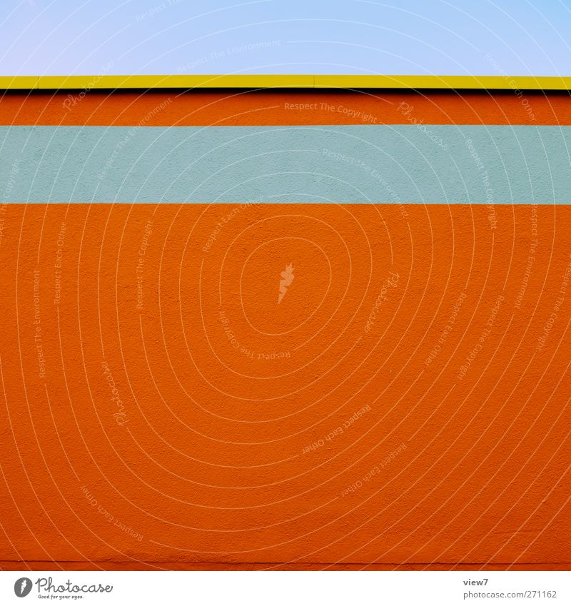orange in Haus Bauwerk Gebäude Architektur Mauer Wand Fassade Stein Beton Linie Streifen ästhetisch authentisch elegant frisch Klischee gelb exotisch Farbe