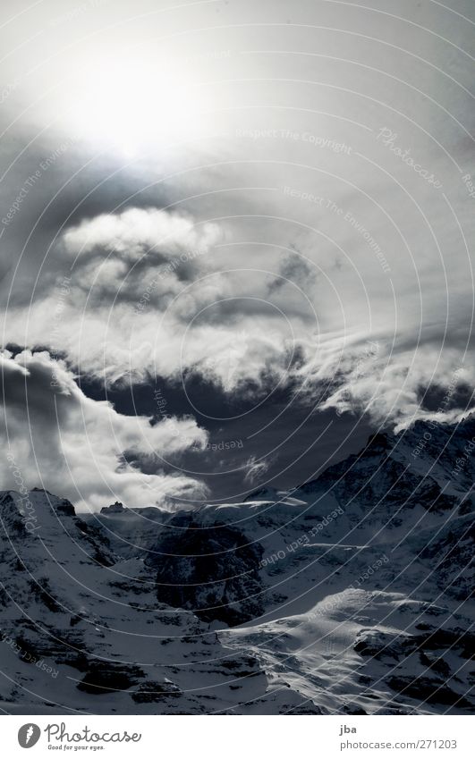 Jungfraujoch Tourismus Ausflug Winter Schnee Berge u. Gebirge Sportstätten Umwelt Natur Landschaft Urelemente Luft Himmel Wolken Schönes Wetter Felsen Alpen