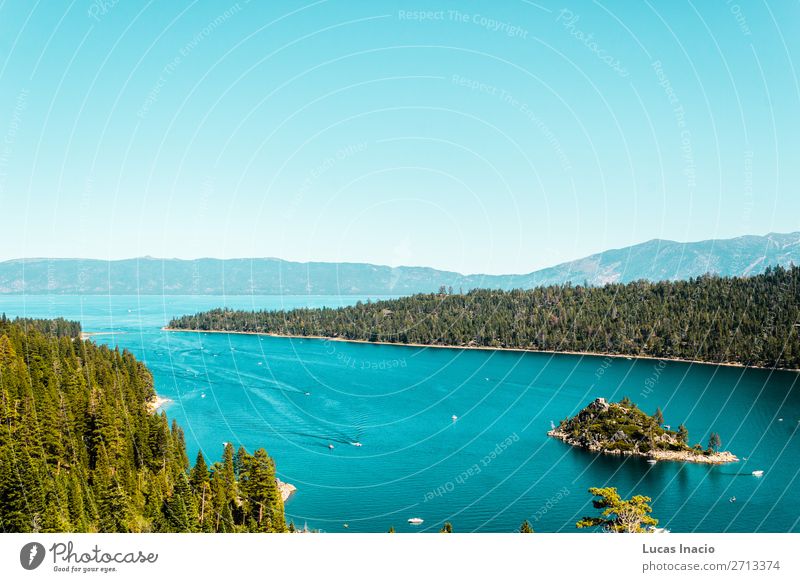 Emerald Bay und Lake Tahoe Ferien & Urlaub & Reisen Tourismus Sommer Strand Meer Insel Berge u. Gebirge Garten Umwelt Natur Sand Himmel Baum Gras Blatt Park