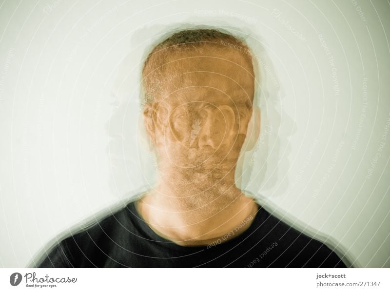 Porträt sechsmal Mensch maskulin Mann Kopf Bart 1 brünett kurzhaarig Bewegung drehen hell nerdig Gefühle Nervosität unbeständig Identität Konzentration