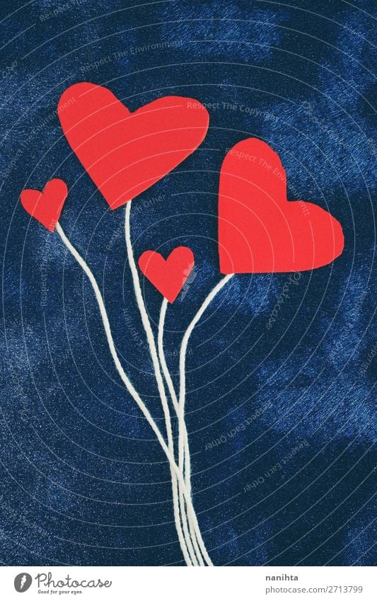 Valentinstag Hintergrund mit roten Herzen Design Dekoration & Verzierung Liebe niedlich blau Vertrauen Romantik Güte Selbstlosigkeit Partnerschaft Farbe Idee