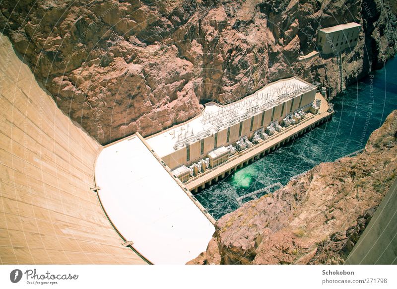 Hoover Dam.02 Ferien & Urlaub & Reisen Tourismus Ausflug Abenteuer Ferne Sightseeing Sonne Klettern Bergsteigen Industrie Energiewirtschaft Wasserkraftwerk