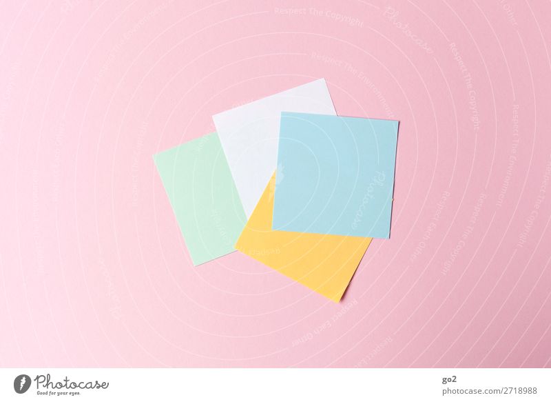 Bunte Zettel Büroarbeit Printmedien Schreibwaren Papier ästhetisch neu Design Farbe Idee Inspiration Kreativität blanko leer Quadrat Farbfoto mehrfarbig