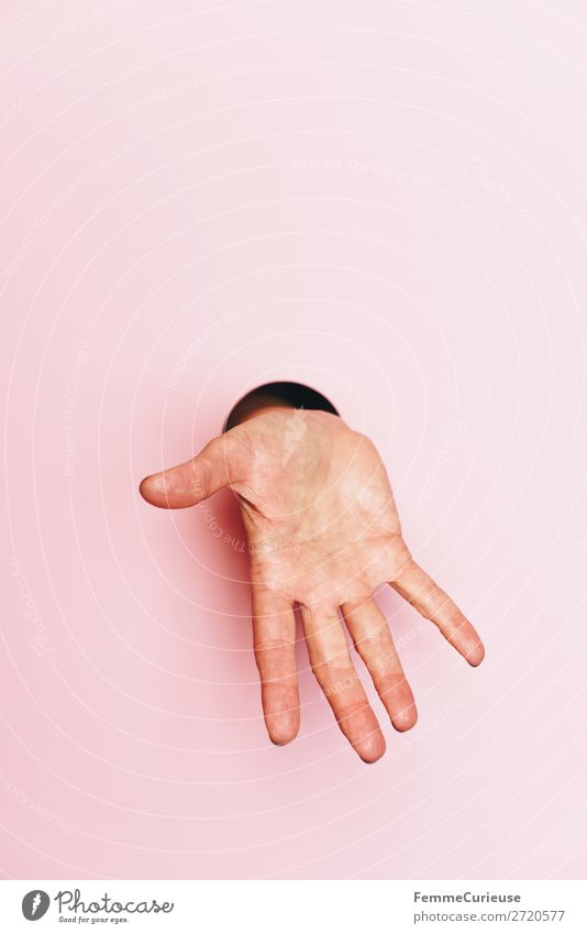 Hand of a woman showing her inner palm 1 Mensch Kommunizieren Design Handinnenfläche Innenfläche Lebenslinie Handfläche rosa feminin gestikulieren betteln