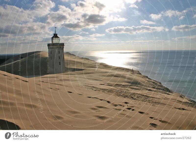 Düne Meer Stranddüne Leuchtturm Wolken Sand Dänemark