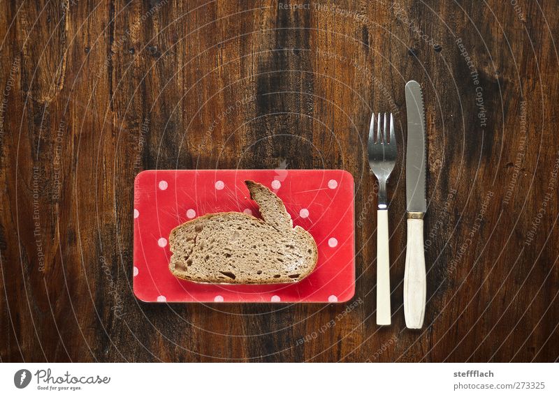 Osterhasenbrot Lebensmittel Brot Ernährung Frühstück Teller Besteck Messer Gabel Jagd Tisch Küche Ostern Tier Hase & Kaninchen 1 Kitsch Krimskrams Holz